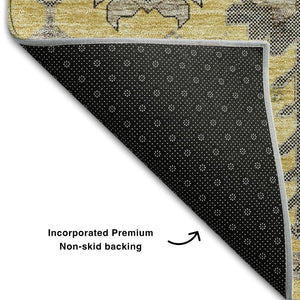 HomeRoots 8' X 10' Amber Gray & Charcoal Oriental Area Rug - Stain Resistant, UV Protected, Durable & Elegant 656631