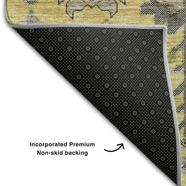 HomeRoots 8' X 10' Amber Gray & Charcoal Oriental Area Rug - Stain Resistant, UV Protected, Durable & Elegant 656631