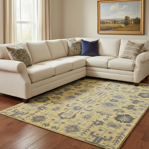 HomeRoots 8' X 10' Amber Gray & Charcoal Oriental Area Rug - Stain Resistant, UV Protected, Durable & Elegant 656631