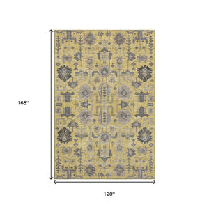 HomeRoots 10' X 14' Amber Gray and Charcoal Oriental Washable Area Rug - Durable, Stylish, UV-Resistant Design 656633