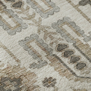 HomeRoots 5' X 8' Washable Ivory Beige and Charcoal Oriental Area Rug with UV Protection & Stain Resistance 656635