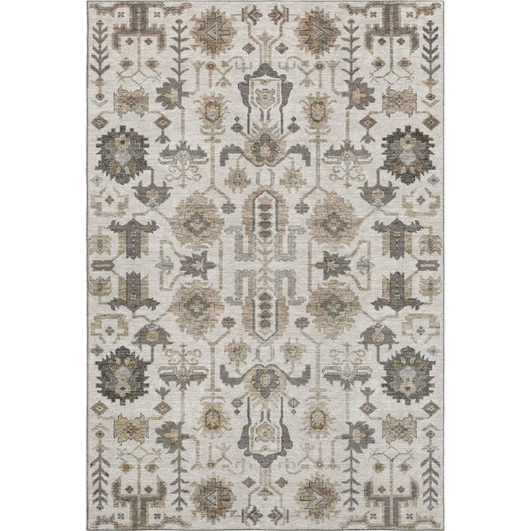 HomeRoots 9' X 12' Ivory Beige & Charcoal Oriental Washable Area Rug - Stylish, Durable, Stain-Resistant Design! 656638