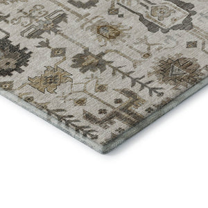 HomeRoots 9' X 12' Ivory Beige & Charcoal Oriental Washable Area Rug - Stylish, Durable, Stain-Resistant Design! 656638