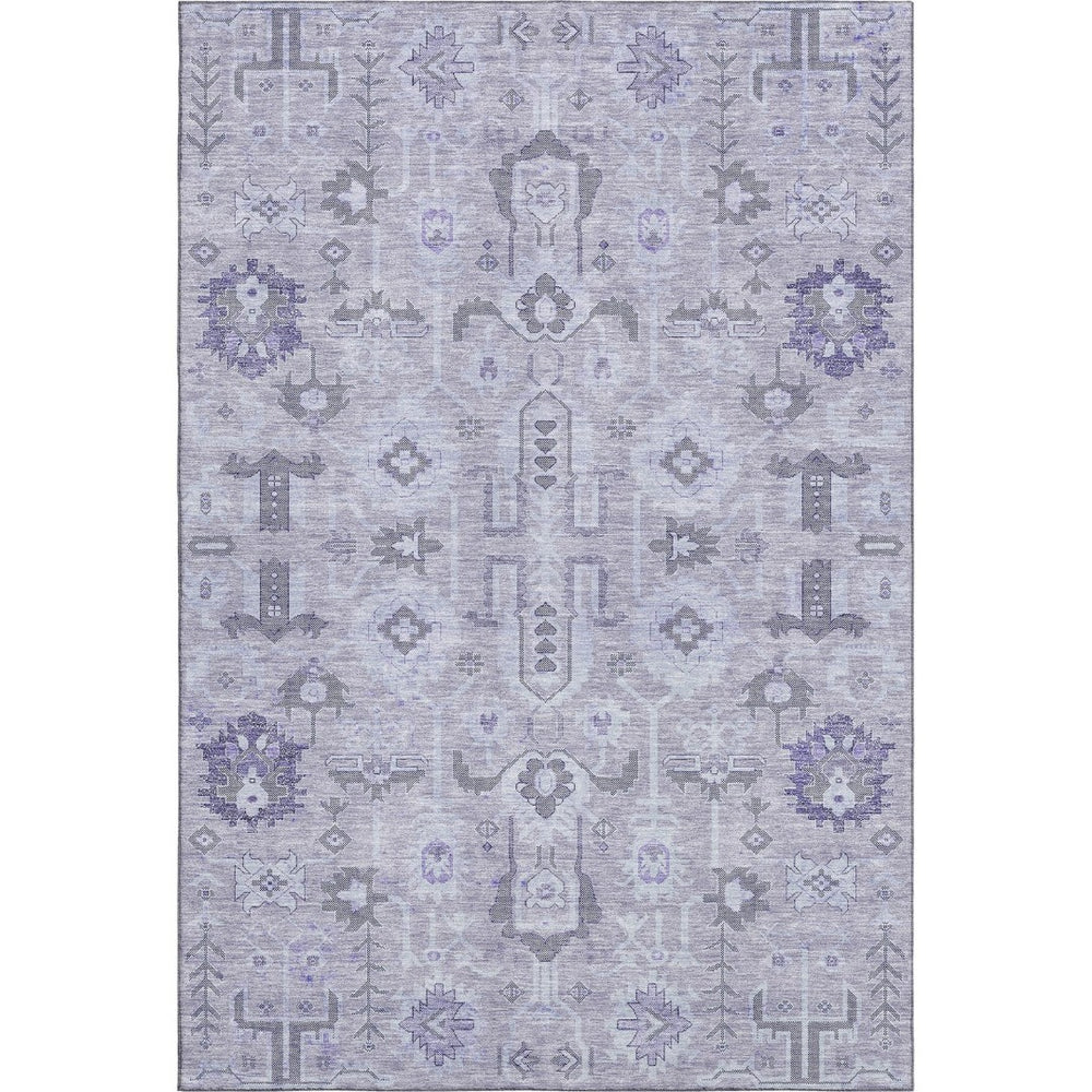 HomeRoots 5' X 8' Lavender Gray & Ivory Oriental Area Rug - Stain Resistant, UV Protected, Durable & Stylish 656641