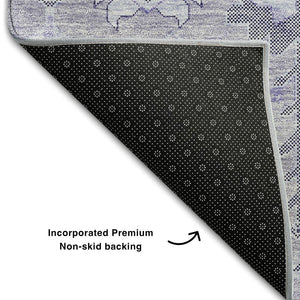 HomeRoots 5' X 8' Lavender Gray & Ivory Oriental Area Rug - Stain Resistant, UV Protected, Durable & Stylish 656641