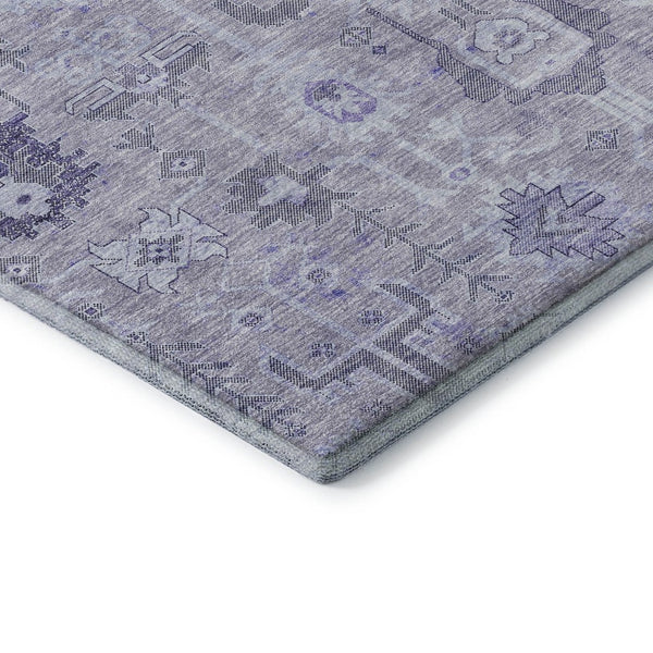 HomeRoots 8' Elegant Lavender Gray and Ivory Oriental Rug - Washable, UV-Protected, Ideal for Busy Homes 656642