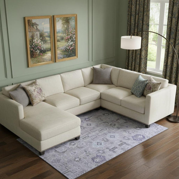 HomeRoots 8' X 10' Elegant Lavender Gray and Ivory Oriental Washable Area Rug with UV Protection & Comfort 656643