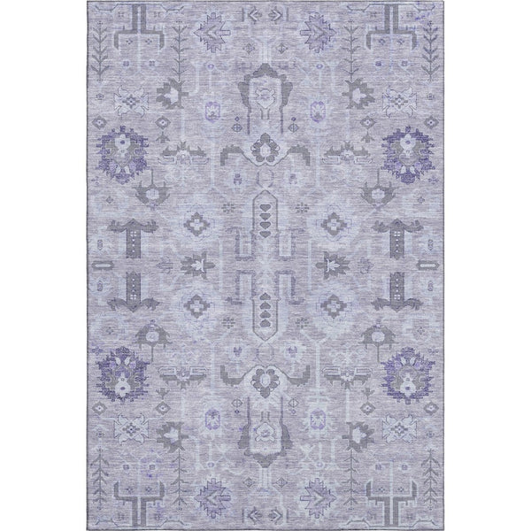 HomeRoots 8' X 10' Elegant Lavender Gray and Ivory Oriental Washable Area Rug with UV Protection & Comfort 656643