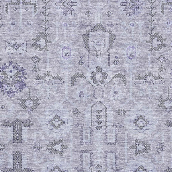 HomeRoots 8' X 10' Elegant Lavender Gray and Ivory Oriental Washable Area Rug with UV Protection & Comfort 656643