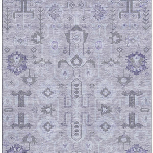 HomeRoots 8' X 10' Elegant Lavender Gray and Ivory Oriental Washable Area Rug with UV Protection & Comfort 656643