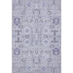 HomeRoots 9' X 12' Elegant Lavender Gray & Ivory Washable Oriental Area Rug with UV Protection & Durability 656644