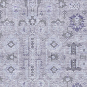 HomeRoots 10' X 14' Elegant Lavender Gray and Ivory Oriental Rug - Washable, Stain Resistant & UV Protected 656645