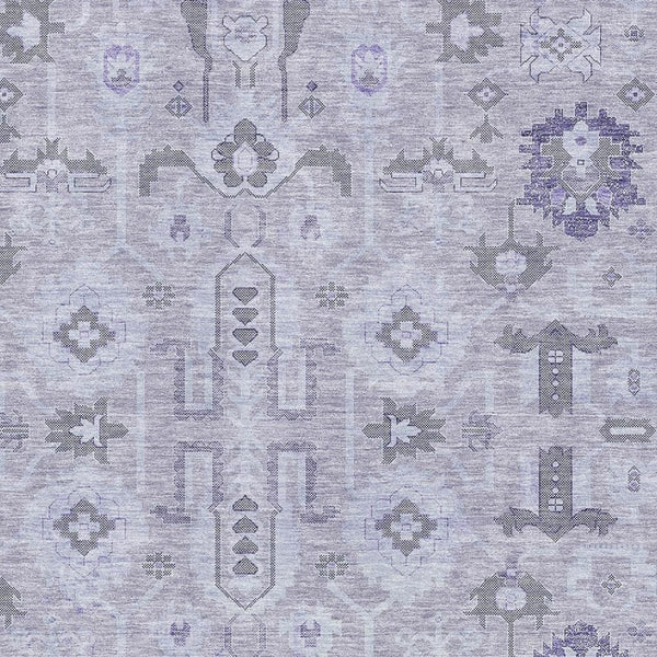 HomeRoots 10' X 14' Elegant Lavender Gray and Ivory Oriental Rug - Washable, Stain Resistant & UV Protected 656645