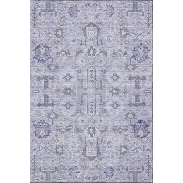 HomeRoots 10' X 14' Elegant Lavender Gray and Ivory Oriental Rug - Washable, Stain Resistant & UV Protected 656645