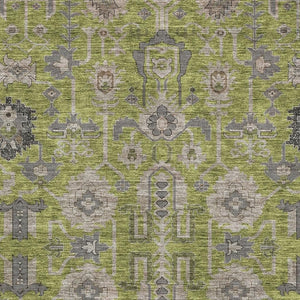 HomeRoots 8' X 10' Elegant Olive Green Gray Charcoal Area Rug - Washable, UV Protected & Stain Resistant! 656655