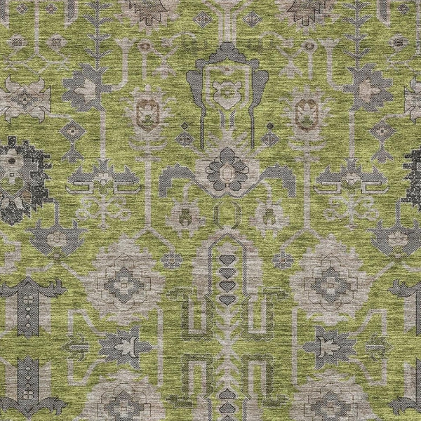 HomeRoots 8' X 10' Elegant Olive Green Gray Charcoal Area Rug - Washable, UV Protected & Stain Resistant! 656655
