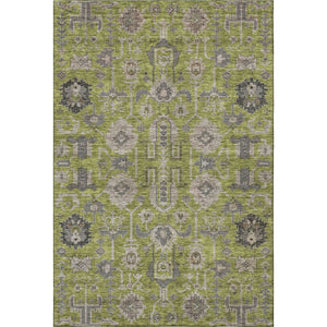 HomeRoots 10' Olive Green, Gray & Charcoal Oriental Area Rug – Washable, Stain Resistant & UV Protected Design! 656657