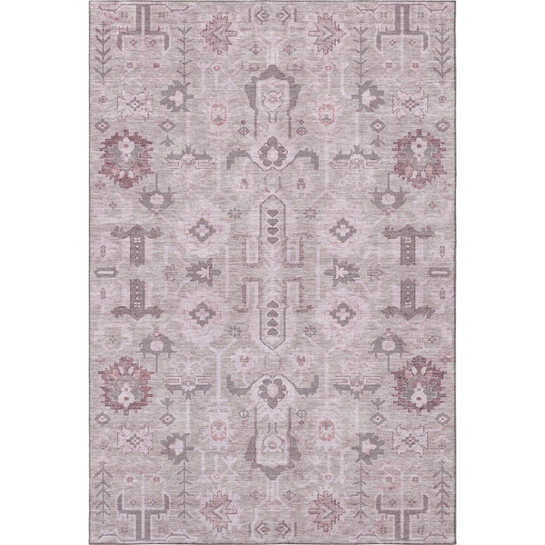 HomeRoots 5' X 8' Washable Pink Gray Beige Oriental Area Rug with UV Protection - Stylish & Durable Home Decor 656659