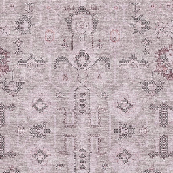 HomeRoots 8' X 10' Washable Oriental Area Rug in Pink, Gray & Beige - UV Protected, Stain Resistant Design! 656661