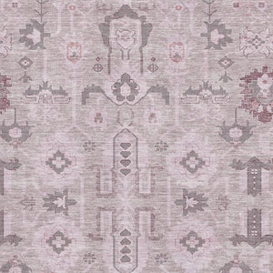 HomeRoots 9' X 12' Washable Pink, Gray & Beige Oriental Area Rug with UV Protection for Family-Friendly Spaces 656662