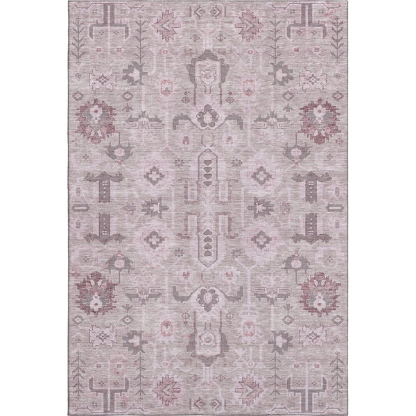 HomeRoots 10' X 14' Pink Gray Beige Washable Area Rug - Durable, UV-Resistant, Easy-Care for Family Spaces 656663