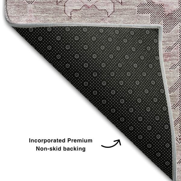 HomeRoots 10' X 14' Pink Gray Beige Washable Area Rug - Durable, UV-Resistant, Easy-Care for Family Spaces 656663