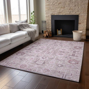 HomeRoots 10' X 14' Pink Gray Beige Washable Area Rug - Durable, UV-Resistant, Easy-Care for Family Spaces 656663