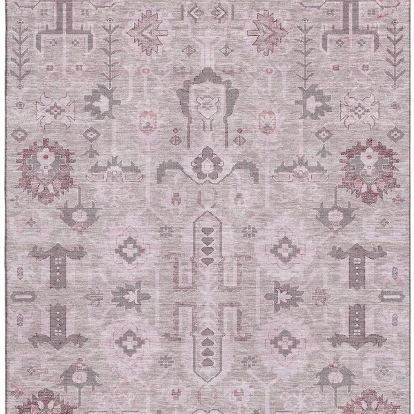HomeRoots 10' X 14' Pink Gray Beige Washable Area Rug - Durable, UV-Resistant, Easy-Care for Family Spaces 656663