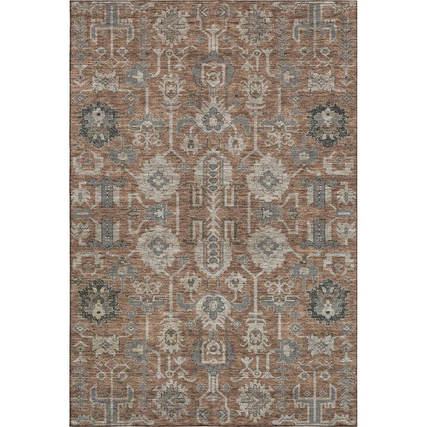 HomeRoots 9' X 12' Elegant Rust Gray Charcoal Oriental Washable Area Rug with UV Protection for High-Traffic Spaces 656668