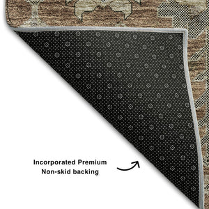 HomeRoots 9' X 12' Elegant Rust Gray Charcoal Oriental Washable Area Rug with UV Protection for High-Traffic Spaces 656668