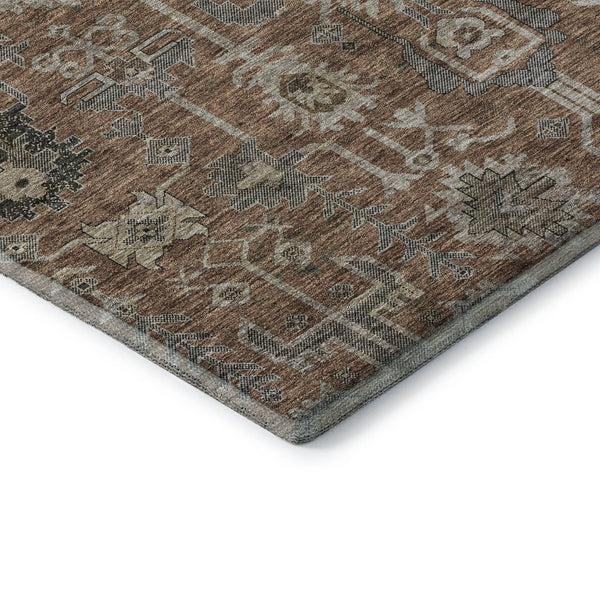 HomeRoots 9' X 12' Elegant Rust Gray Charcoal Oriental Washable Area Rug with UV Protection for High-Traffic Spaces 656668