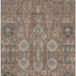 HomeRoots 10' X 14' Washable Oriental Area Rug in Rust Gray & Charcoal – Durable, Stain Resistant & UV Protected 656669