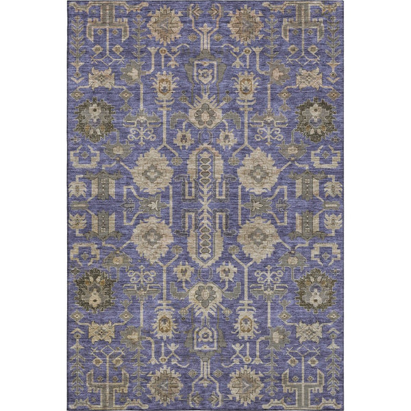 HomeRoots 5' X 8' Elegant Purple, Beige & Charcoal Oriental Washable Area Rug with UV Protection & Durability 656671