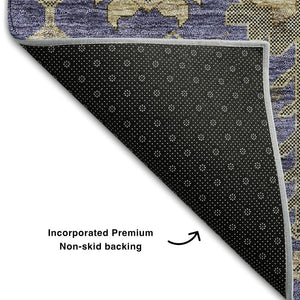 HomeRoots 5' X 8' Elegant Purple, Beige & Charcoal Oriental Washable Area Rug with UV Protection & Durability 656671