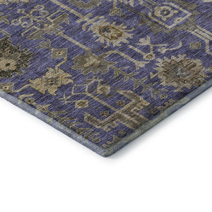 HomeRoots 5' X 8' Elegant Purple, Beige & Charcoal Oriental Washable Area Rug with UV Protection & Durability 656671