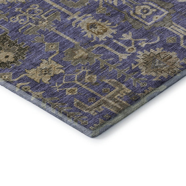 HomeRoots 5' X 8' Elegant Purple, Beige & Charcoal Oriental Washable Area Rug with UV Protection & Durability 656671