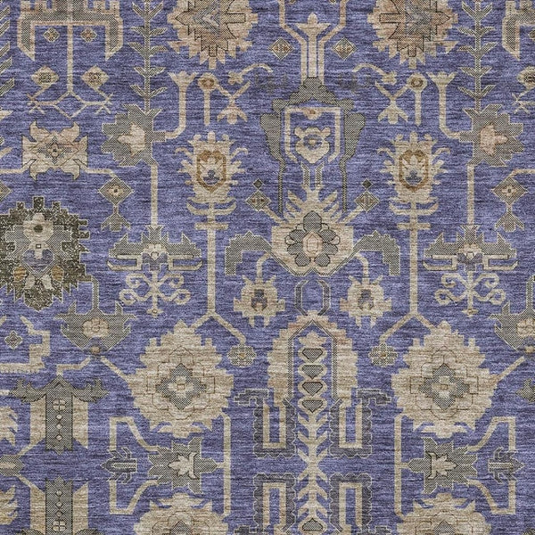 HomeRoots 5' X 8' Elegant Purple, Beige & Charcoal Oriental Washable Area Rug with UV Protection & Durability 656671