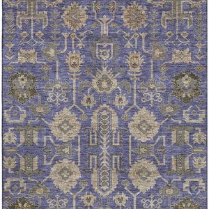 HomeRoots 5' X 8' Elegant Purple, Beige & Charcoal Oriental Washable Area Rug with UV Protection & Durability 656671