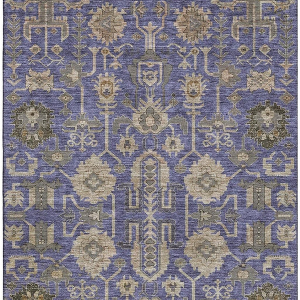 HomeRoots 5' X 8' Elegant Purple, Beige & Charcoal Oriental Washable Area Rug with UV Protection & Durability 656671