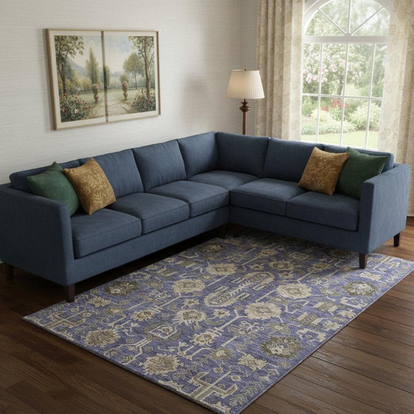 HomeRoots 8' X 10' Stylish Purple Beige Charcoal Washable Area Rug - Durable, UV-Resistant, Perfect for Families 656673