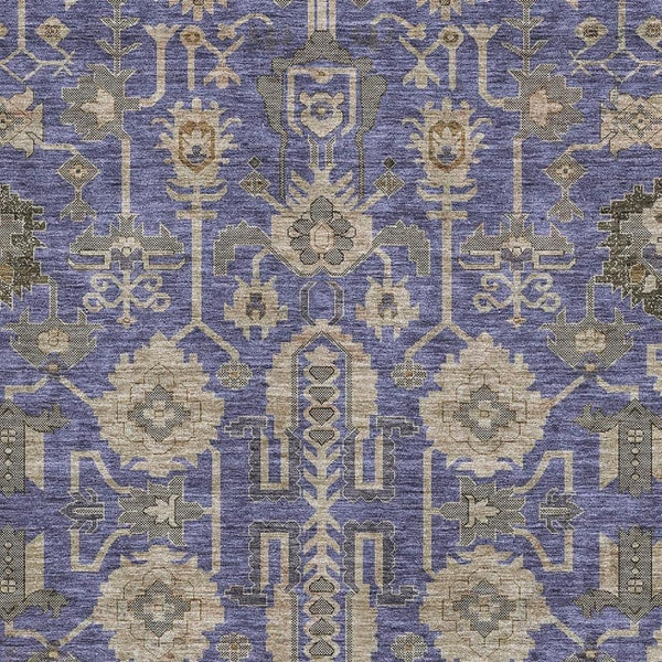 HomeRoots 9' X 12' Oriental Washable Area Rug in Purple, Beige & Charcoal – Durable, Stain-Resistant & UV Safe! 656674