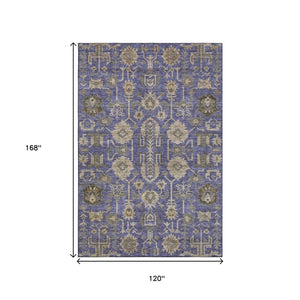 HomeRoots 10' X 14' Elegant Purple Beige Charcoal Oriental Washable Area Rug with UV Protection & Durability 656675