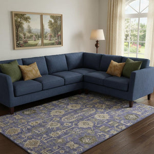 HomeRoots 10' X 14' Elegant Purple Beige Charcoal Oriental Washable Area Rug with UV Protection & Durability 656675