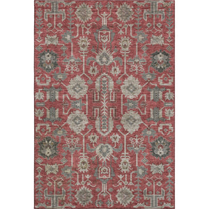 HomeRoots 8' X 10' Red, Beige & Charcoal Oriental Area Rug – Washable, Stain Resistant & UV Protected Elegance 656679