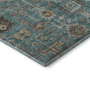 HomeRoots 5' X 8' Elegant Teal, Beige & Charcoal Washable Oriental Rug with UV Protection for High Traffic Areas 656683