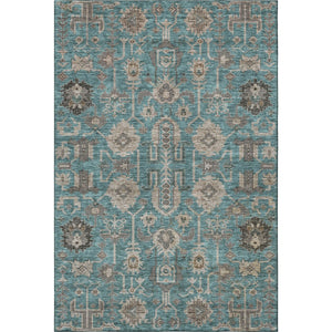 HomeRoots 8' X 10' Elegant Teal Beige Charcoal Washable Oriental Area Rug with UV Protection & Stain Resistance 656685