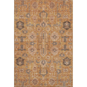 HomeRoots 5' X 8' Washable Terra Cotta & Beige Oriental Area Rug - UV Protected, Stain Resistant, Durable Design 656689