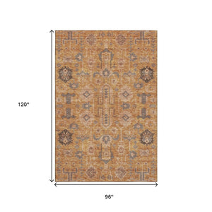 HomeRoots 8' X 10' Washable Terra Cotta Beige & Charcoal Oriental Area Rug - Durable, UV Protected & Stylish! 656691