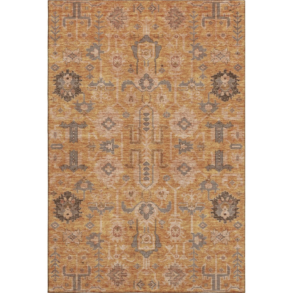 HomeRoots 9' X 12' Timeless Terra Cotta Beige & Charcoal Oriental Area Rug - Washable, UV Protected & Durable 656692