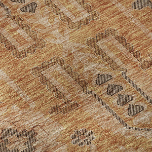 HomeRoots 9' X 12' Timeless Terra Cotta Beige & Charcoal Oriental Area Rug - Washable, UV Protected & Durable 656692